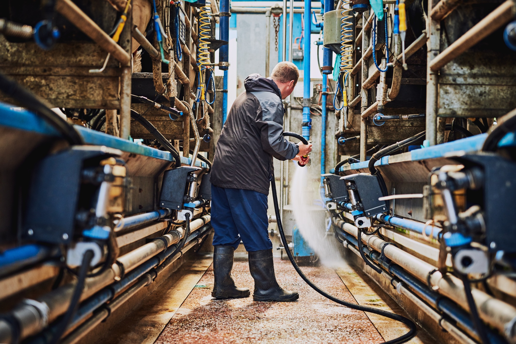 Cleaning off the factory floor