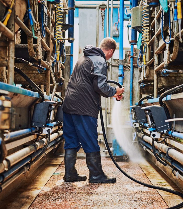 Cleaning off the factory floor